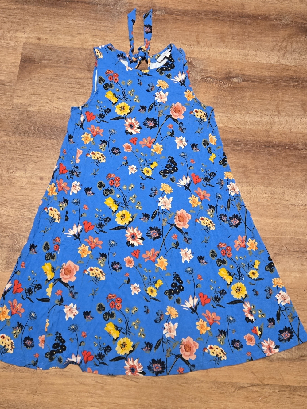 LOFT Royal Blue Floral Tie-Back A-Line Mini Dress Small